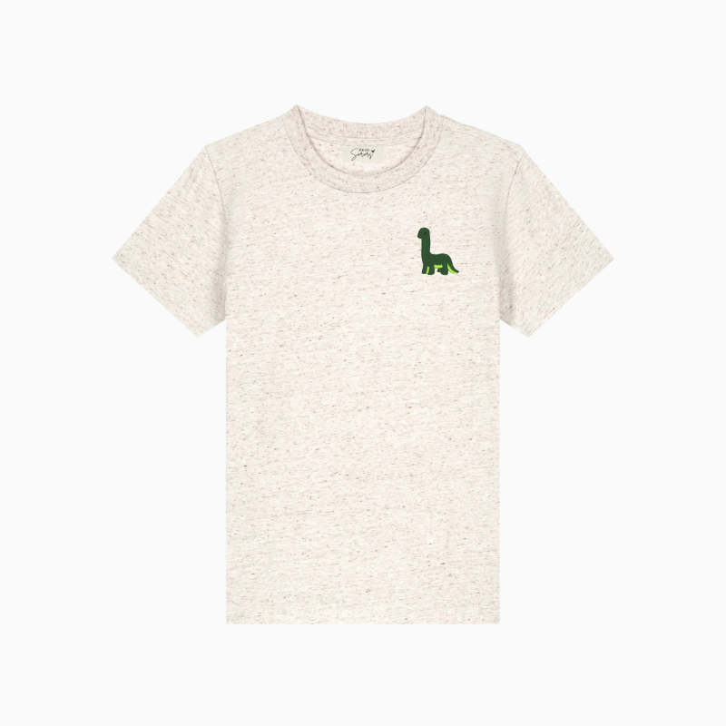 T-Shirt Beige Chiné Mini Sorors Personnalisable avec Broderie