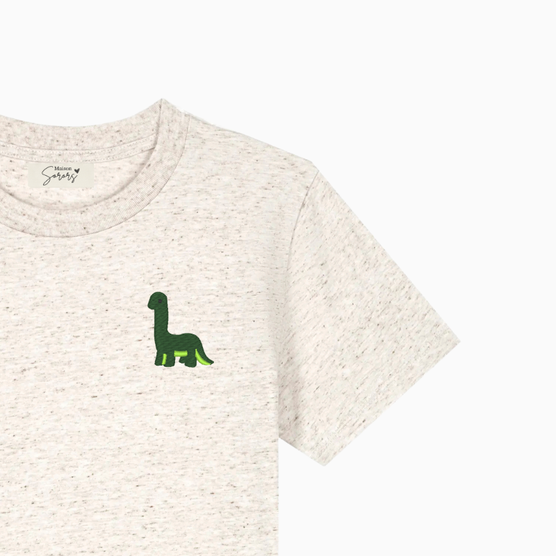 T-Shirt Beige Chiné Mini Sorors Personnalisable avec Broderie